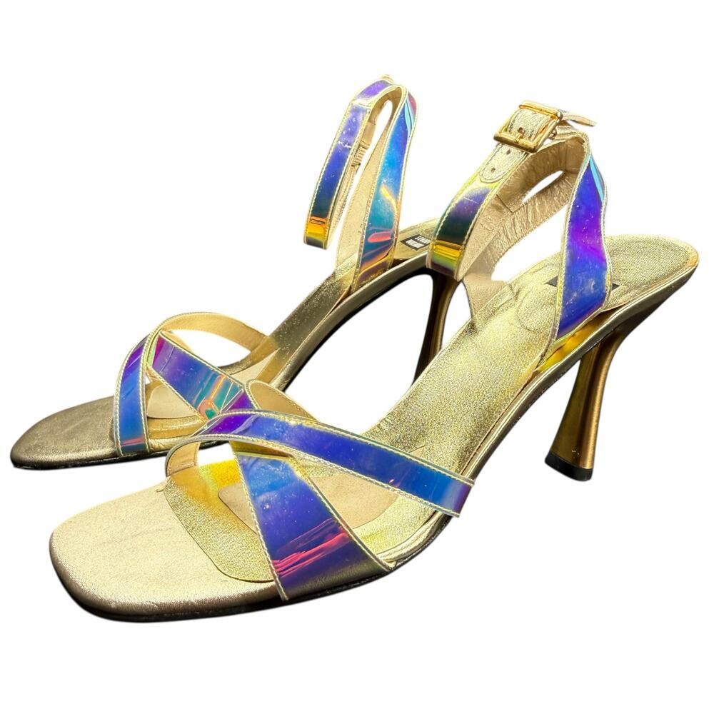 Stuart Weitzman Vintage Monami Mystic Vinyl Iridescent Holographic Heels 7.5